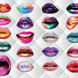 20 Lush Lips Photo Booth PRINTABLE Props, Funny Mouth Realistic Party Props, Bachelorette, Sweet ...