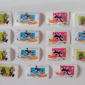 15 sellos europeos modernos de Looney Tunes Francia, francés, filatelia, sellos postales, scrapbooking, diario, cómic