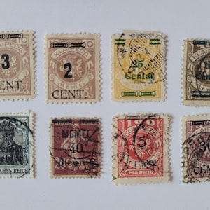 8 sellos antiguos de Memel/Klaipeda, Filatelia, Sellos postales, Región de Memel, Klaipeda