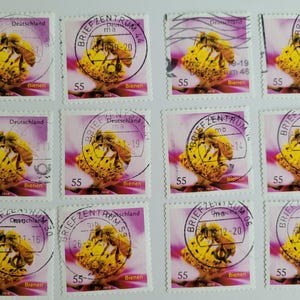 12 bee stamps, Germany, used, scrapbooking, journaling