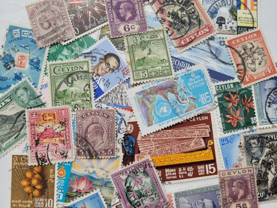 35+ Ceylon Sri Lanka Postmarked Vintage Stamps, Asia, Philately ...