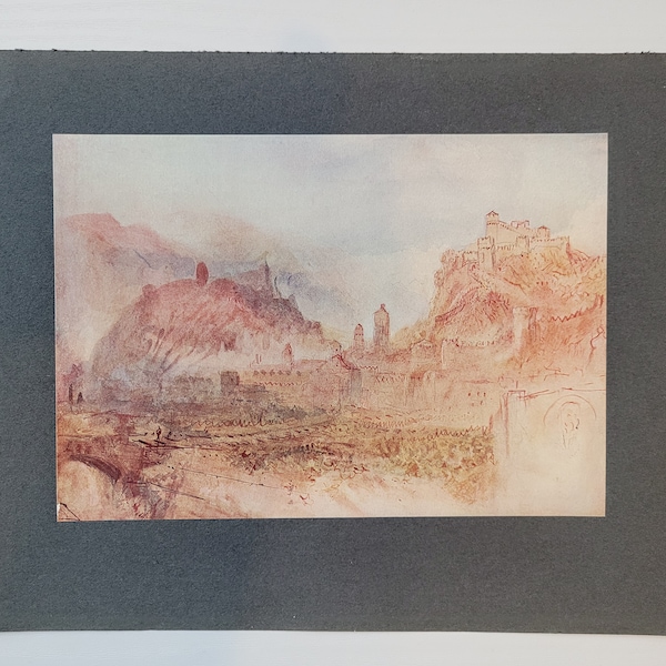 1909 Impression antique, William Turner, Bellinzona du Sud, Paysage Italie, Joseph Mallord William Turner