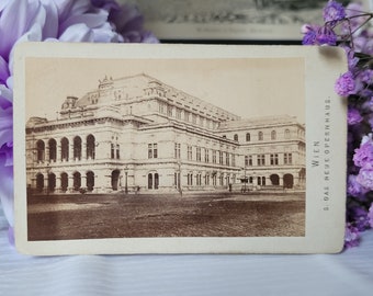1869 Opera Vienna Eröffnung, antikes Sepia Foto, Ephemera, Vintage, Fotografie, Scrapbooking, Journaling