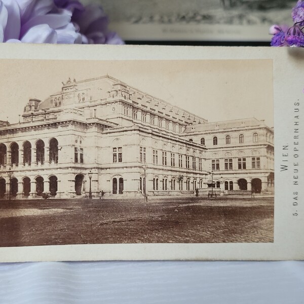 1869 Opera Vienna opening, antique sepia photo, ephemera, vintage, photography, scrapbooking, journaling