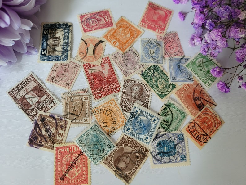 25 timbres anciens Autriche, Autriche, Monarchie des Habsbourg, Art Nouveau image 1