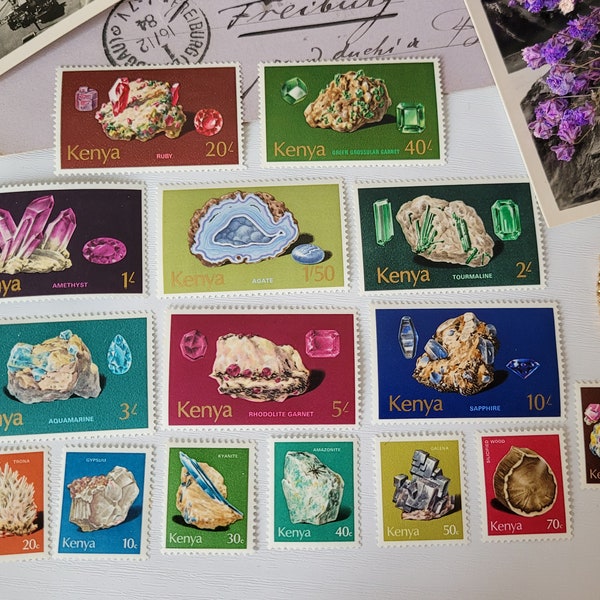 1977 Kenia Postfrisch Edelsteine volles Set, Mineralien, Philatelie, Philately, Postage Stamps, Scrapbooking, Journaling