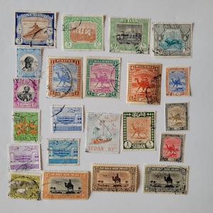 22 sellos antiguos de Sudán, varios, África, filatelia, sellos postales