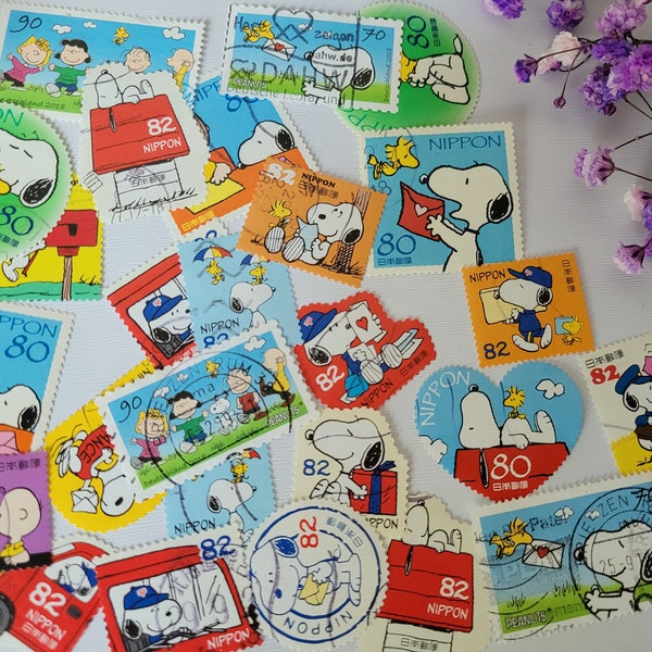 25 Snoopy Japan kawaii süße Briefmarken, Japan, Philatelie, Philately, Postage Stamps, Scrapbooking, Journaling