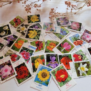 30/60/100 pequeños sellos de flores, mezcla, Alemania Francés, Filatelia, Filatelia, Sellos postales, Scrapbooking, Diario,