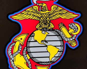 Letrero LED con el emblema del Cuerpo de Marines de EE. UU. / Decoración de pared impresa en 3D del Cuerpo de Marines
