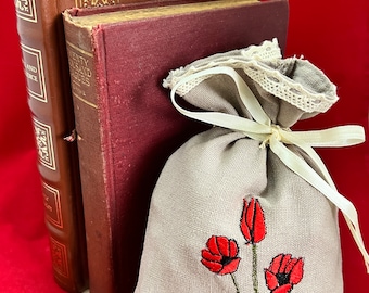SIX Embroidered drawstring bags |Cloth drawstring bags | Small cloth pouches | Wedding gift bags Storage bags | Jewelry bags | Cosmetic bags