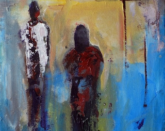 Original Oil Painting  - Interactions INBJ01 Figures relationships 11x14 fine art by BenWill