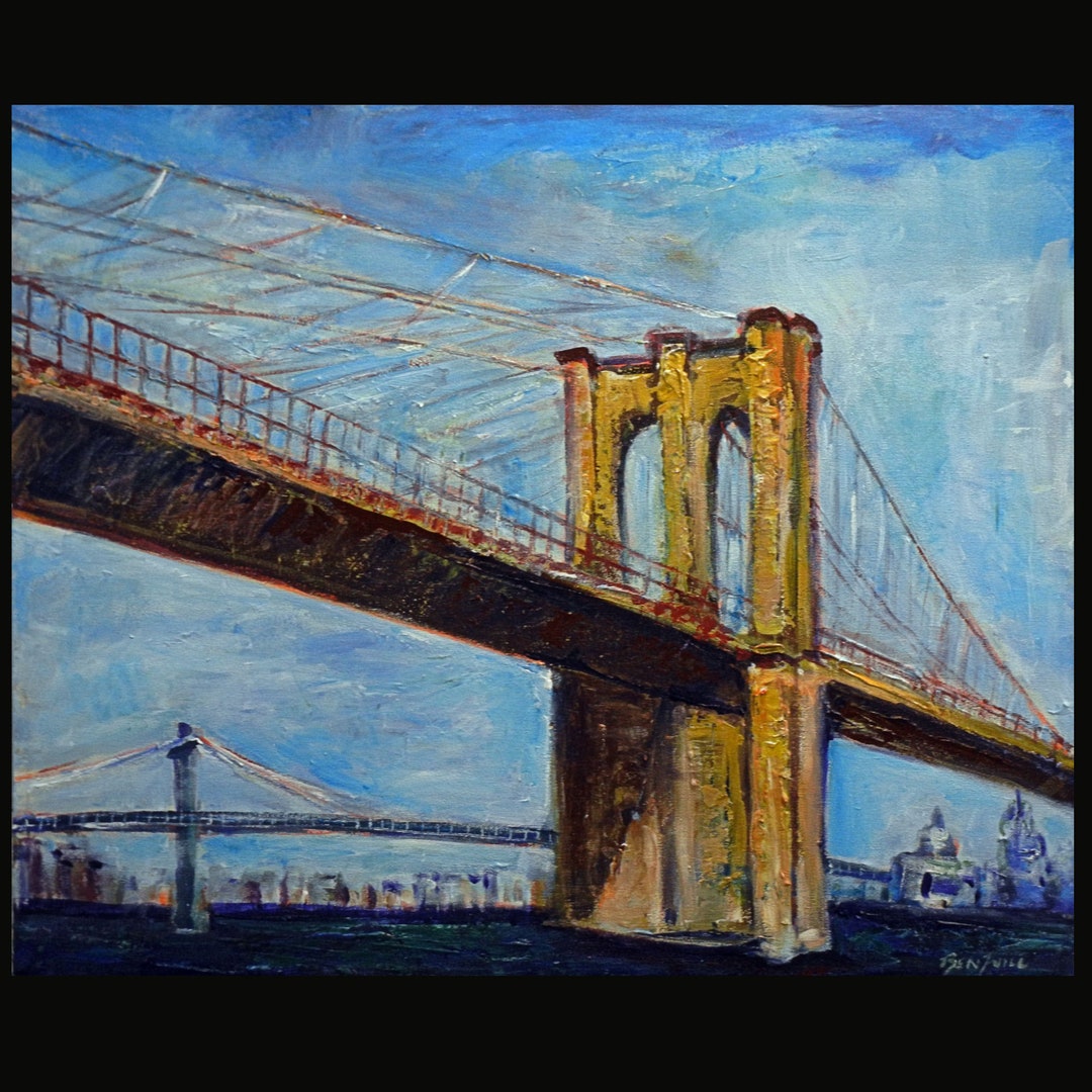 Original Oil Painting Broklyn Bridge New York 30x24 Artwork by Etsy