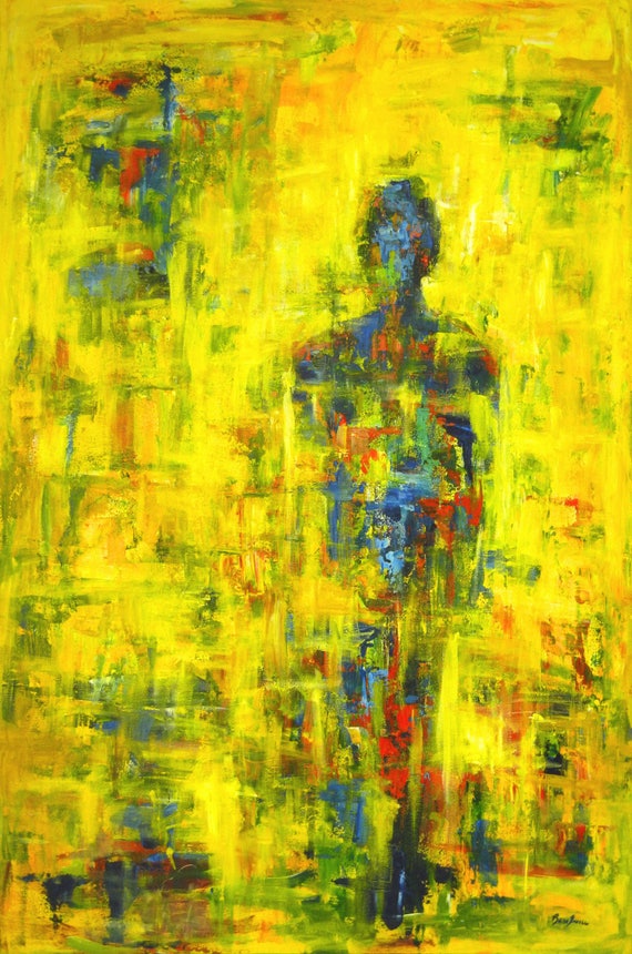 Yellow ABSTRACT ART Painting Contemporary Decor Art Automaton Etsy