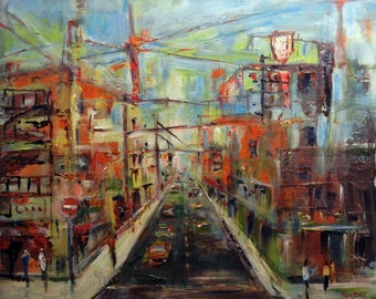 Abstract  Original Painting CITYSCAPE - URBAN Spaces Art 30x24 by BenWill