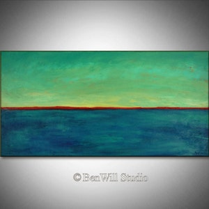 TURQUOISE Red Horizon Art Abstract Expressionist Contemporary Art ORIGINAL Painting - Made to Order by BenWill