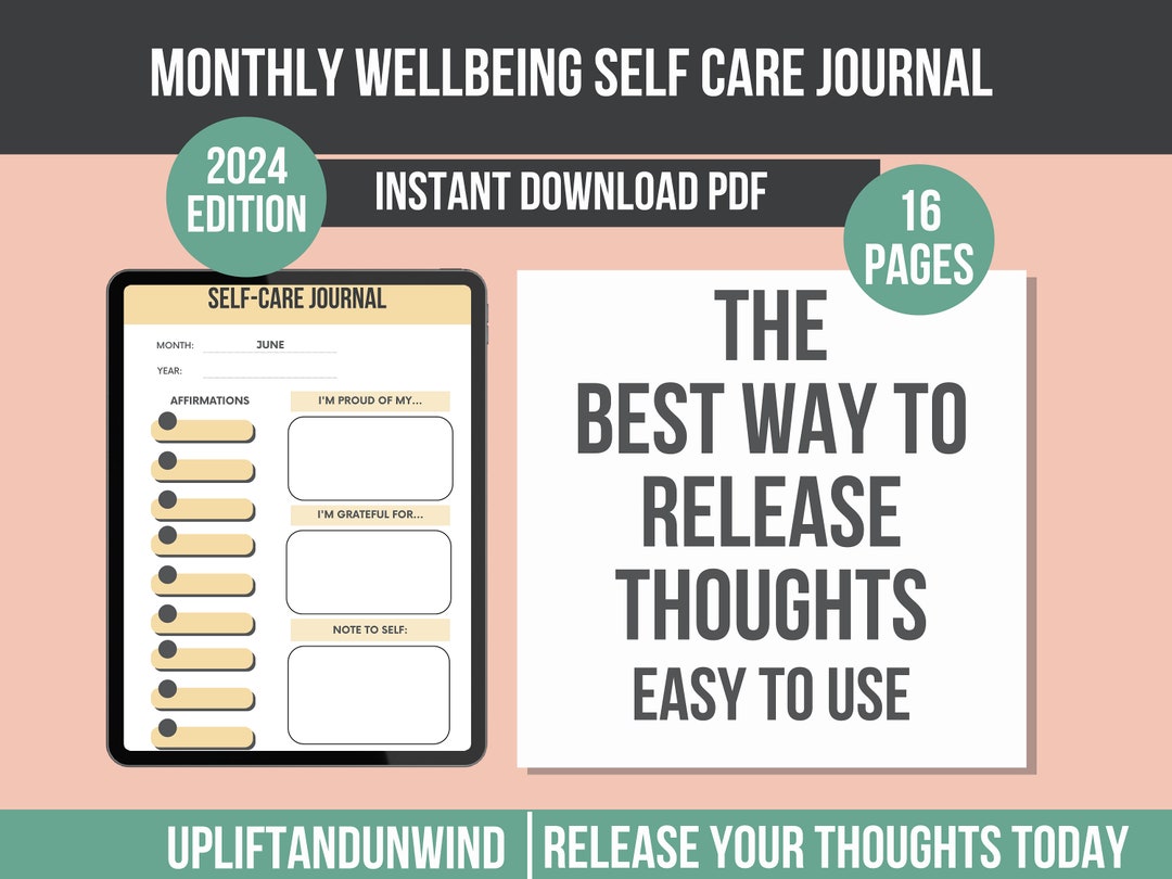 Mental Health Journal Digital Self Care Planner Monthly Notes Digital ...