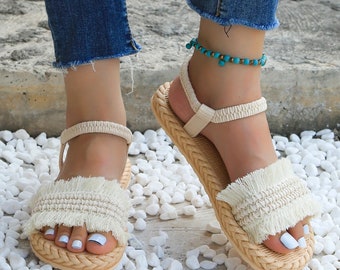 Women Tassel Summer Sandals , Women Sandals , Spring Sandals , Summer Footwear , Beach Footwear , Beach Sandals , Womens Fashion , Holiday