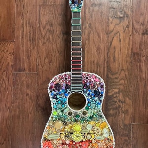 Mosaic Guitar  Rock and Roll, Shabby Chic, Vintage Floral