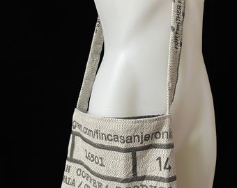 Upcycled Coffee bean sack crossbody bag-Denim, NOT burlap!