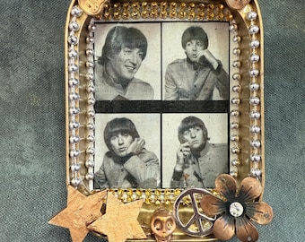 1960’s Rock n Roll icons, Fab 4-altar, shrine, tribute tin, Nicho. Multi media assemblage