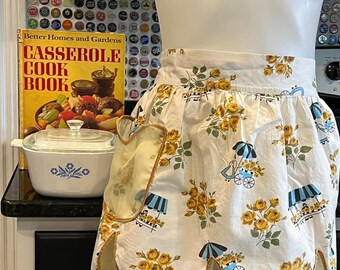 Vintage Homemaker Bundle: Apron, Cookbook and Casserole! Sweet gift!
