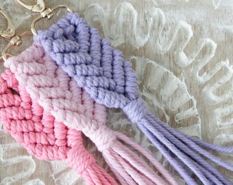 Macrame Key Chain: Diagonal Hitch Knot, 3mm Cotton Cord