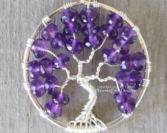 Amethyst Tree of Life Pendant Wire Wrapped Necklace Natural Purple Gemstone February Birthstone Tree Jewelry Forest Nature Earthy BoHo