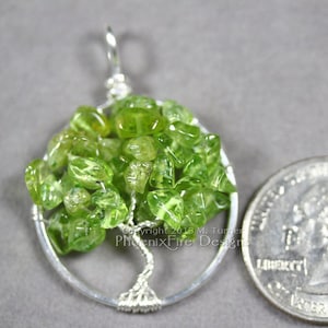 Peridot Tree of Life Pendant Wire Wrapped Jewelry Spring Green Gemstone Necklace Silver Wire Wrap Tree August Birthstone Jewelry image 1