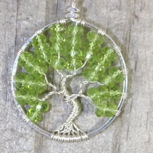 Peridot Tree of Life Pendant Silver Wire Wrapped Jewelry image 2