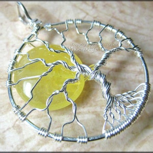 Sun Tree of Life Pendant Yellow Jade Wire Wrapped Necklace Handmade Summer Sunny Beachy Jewelry Solar Eclipse Jewelry by PhoenixFire Designs image 3