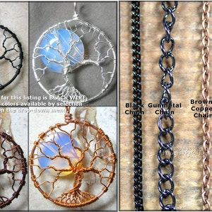 Celestial Full Moon Tree of Life Pendant Silver Opalite Rainbow Moonstone Wire Wrap Jewelry Tree of Knowledge Necklace PhoenixFire Designs image 4