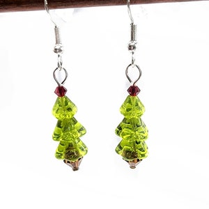 Mini Christmas Tree Earrings Traditional Olive Green Miniature Xmas Trees Christmas Earrings Holiday Jewelry Sterling Silver Evergreen Pine image 3