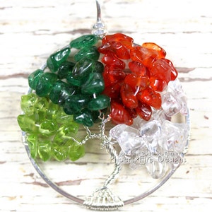 Four Seasons Tree of Life Pendant Wheel of the Year Necklace Wire Wrapped Jewelry Multicolor Gemstone Jewelry Tree of Knowledge Yggdrasil image 1