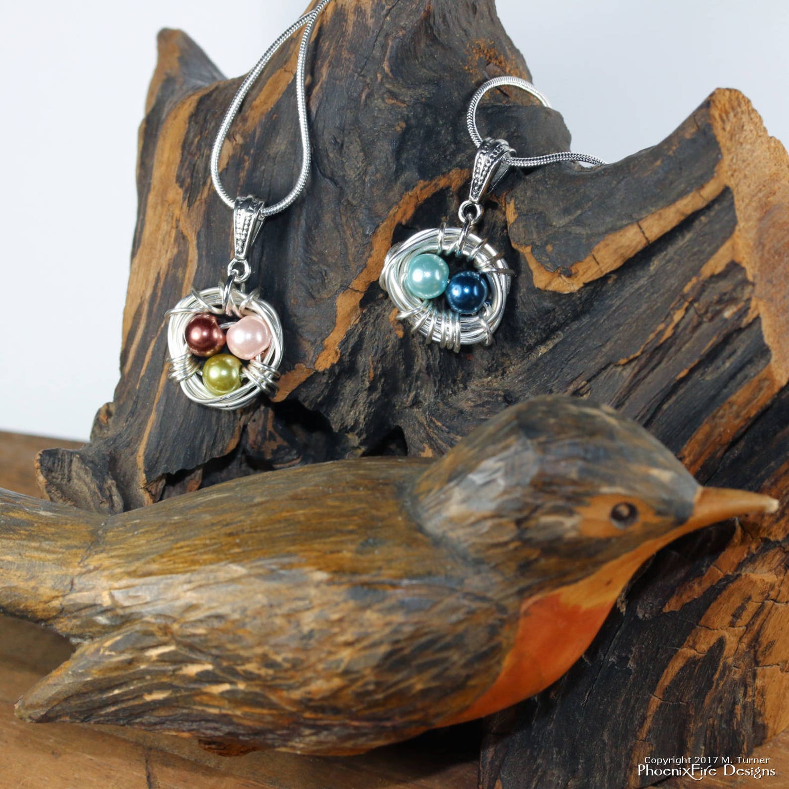 Bird's Nest Birthstone Necklace Custom Bird Nest Pendant Etsy