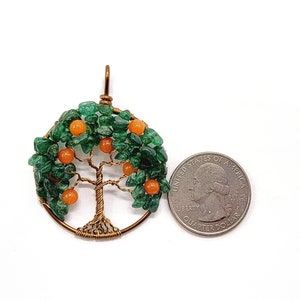 Orange Tree of Life Pendant Necklace Fruit Tree Dunedin Orange Green Aventurine Orange Jade Gemstone Necklace Florida Citrus Orange Bird image 5