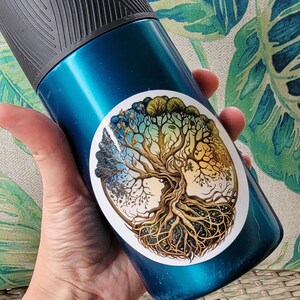 Tree of Life Sticker 3 Four Seasons Wheel of the Year Decal Waterproof Vinyl Celtic Knot Tree Laptop Sticker Yggdrasil Full Color Tumbler image 2