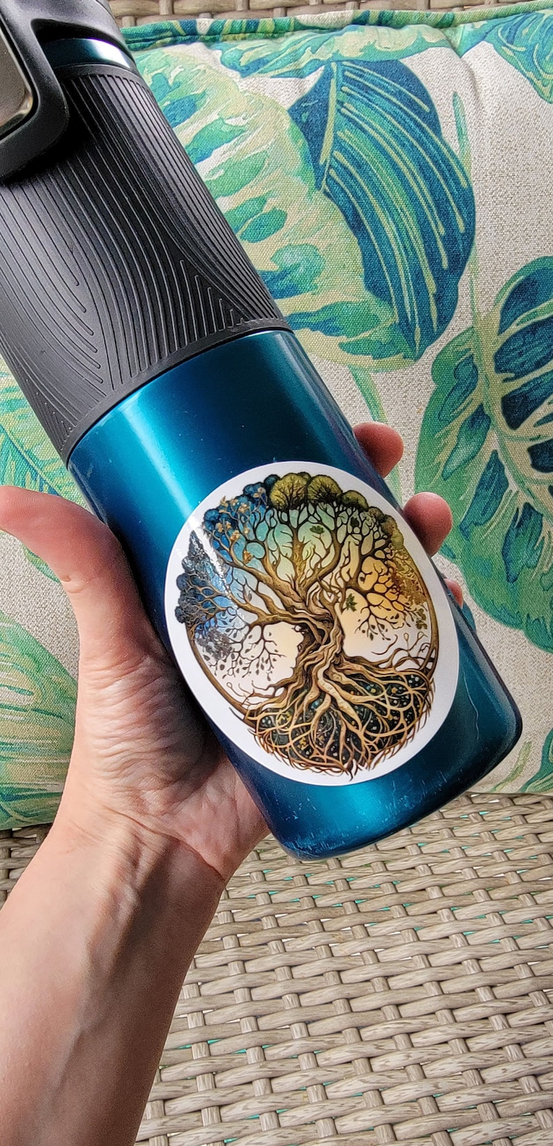 Tree of Life Sticker 3 Four Seasons Wheel of the Year Decal Waterproof Vinyl Celtic Knot Tree Laptop Sticker Yggdrasil Full Color Tumbler image 2