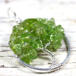 Peridot Tree of Life Pendant Wire Wrapped Jewelry Spring Green Gemstone Necklace Silver Wire Wrap Tree August Birthstone Jewelry image 2