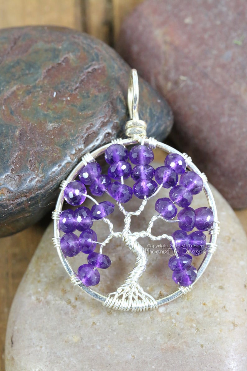 Amethyst Tree of Life Pendant Wire Wrapped Necklace Natural Purple Gemstone February Birthstone Tree Jewelry Forest Nature Earthy BoHo image 3