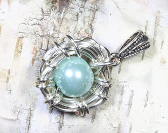 It's a Boy Blue Egg Bird Nest Mother's Jewelry Push Present New Mom Baby Shower Gift Gender Reveal Necklace Pregnancy Announcement Doula