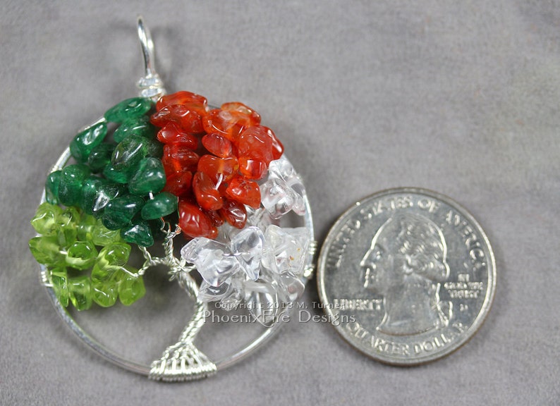 Four Seasons Tree of Life Pendant Wheel of the Year Necklace Wire Wrapped Jewelry Multicolor Gemstone Jewelry Tree of Knowledge Yggdrasil image 4