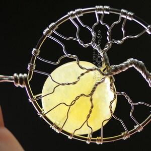 Sun Tree of Life Pendant Yellow Jade Wire Wrapped Necklace Handmade Summer Sunny Beachy Jewelry Solar Eclipse Jewelry by PhoenixFire Designs image 2