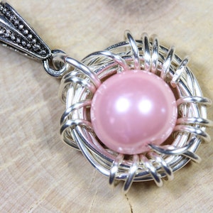 It's a Girl Bird Nest Pink Egg Mother's Jewelry Push Present Necklace Gender Reveal New Mom Baby Shower Gift Daughter Pregnancy Announcement image 2