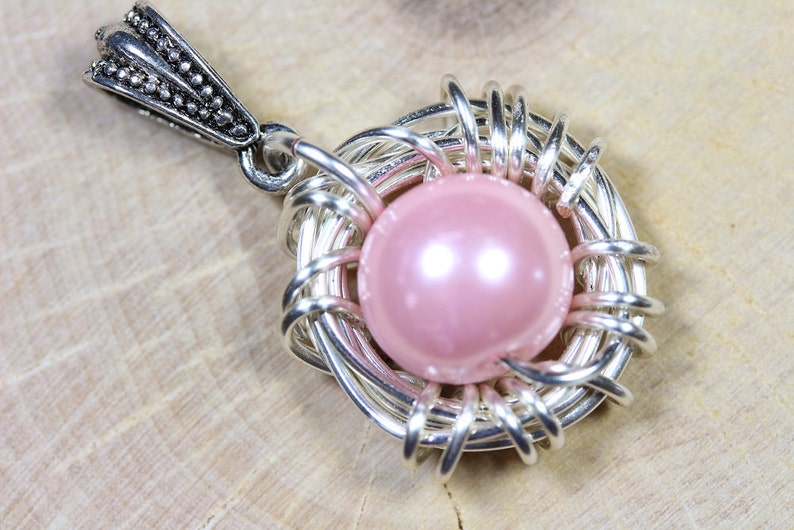 It's a Girl Bird Nest Pink Egg Mother's Jewelry Push Present Necklace Gender Reveal New Mom Baby Shower Gift Daughter Pregnancy Announcement image 2