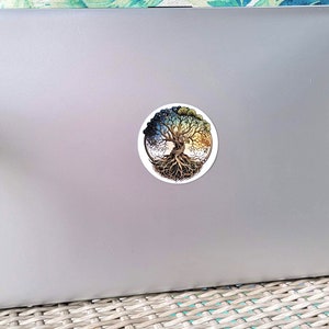 Tree of Life Sticker 3 Four Seasons Wheel of the Year Decal Waterproof Vinyl Celtic Knot Tree Laptop Sticker Yggdrasil Full Color Tumbler image 4