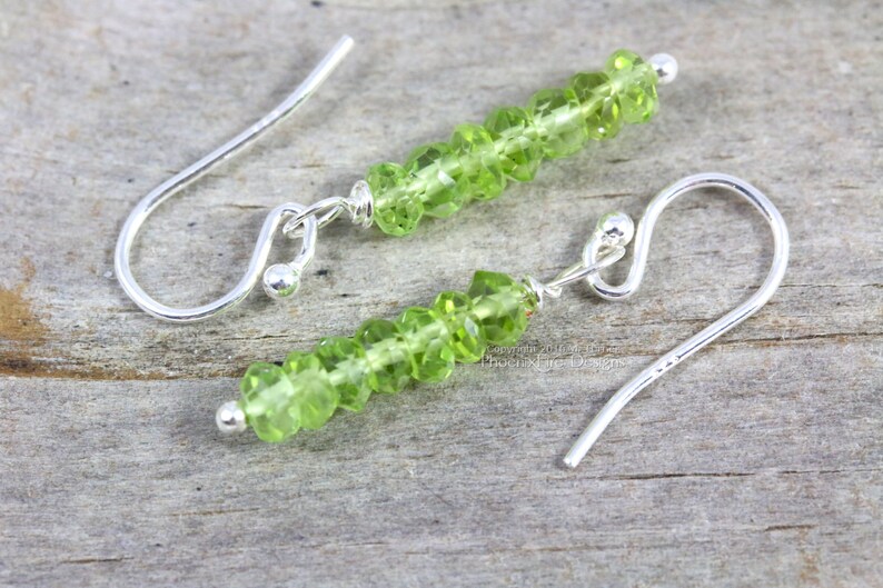 Peridot Earrings, Dangle Earrings, Sterling Silver Earring, Spring Green Gemstone Jewelry, Christmas Gift For Her Stocking Stuffer image 1