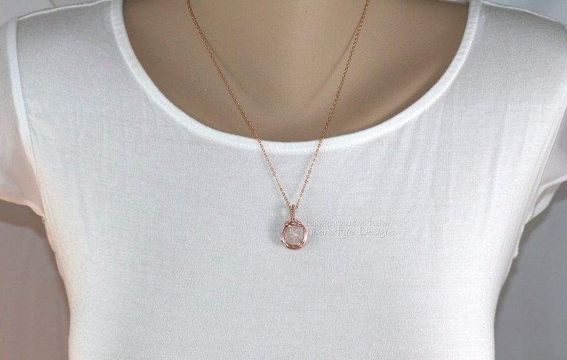 Rose Gold AB White Druzy Necklace Natural Drusy Pendant Layering Necklace Crystal Wire Wrapped Christmas Gift Bridesmaid Gift For Her image 3