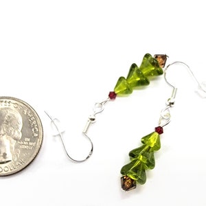 Mini Christmas Tree Earrings Traditional Olive Green Miniature Xmas Trees Christmas Earrings Holiday Jewelry Sterling Silver Evergreen Pine image 5