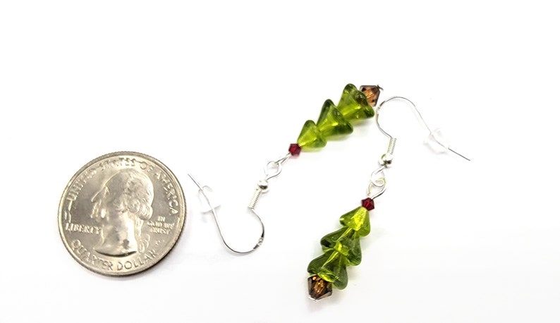 Mini Christmas Tree Earrings Traditional Olive Green Miniature Xmas Trees Christmas Earrings Holiday Jewelry Sterling Silver Evergreen Pine image 5